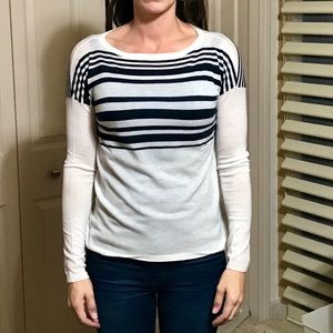 Vince cashmere cream and navy striped sweater